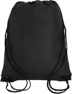 Drawstring Tote Backpack Non-Woven Cinch Sack Bag Swim Camp Party Favor 25 Pack (Black)