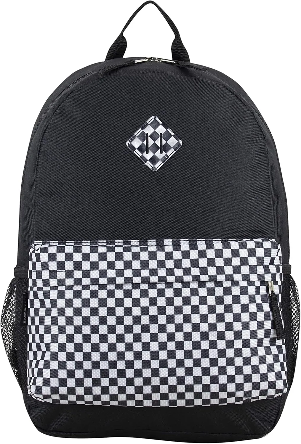 Eastsport Dome Classic Travel Daypack Backpack Bookbag Bag with Accessory Pouch, Black/Checker Plaid Print
