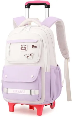 EKUIZAI Trolley Backpack for Girls Middle Kids School Bags with Wheels Rolling School Bags for Teen Girls