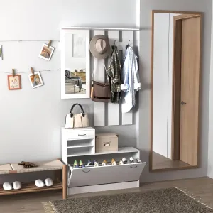 Elegant Combination Model Gate Cabinet with Shoe Storage and Mirror, Space-Saving Design, Modern Living Spaces