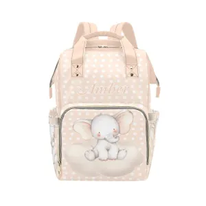Elephant Wave Point Diaper Bags Backpack with Name Personalized Baby Nursing Nappy Travel Tote Bag Gifts for Mom