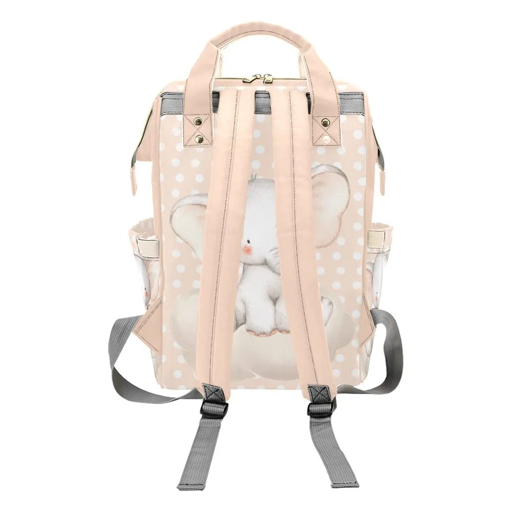 Elephant Wave Point Diaper Bags Backpack with Name Personalized Baby Nursing Nappy Travel Tote Bag Gifts for Mom