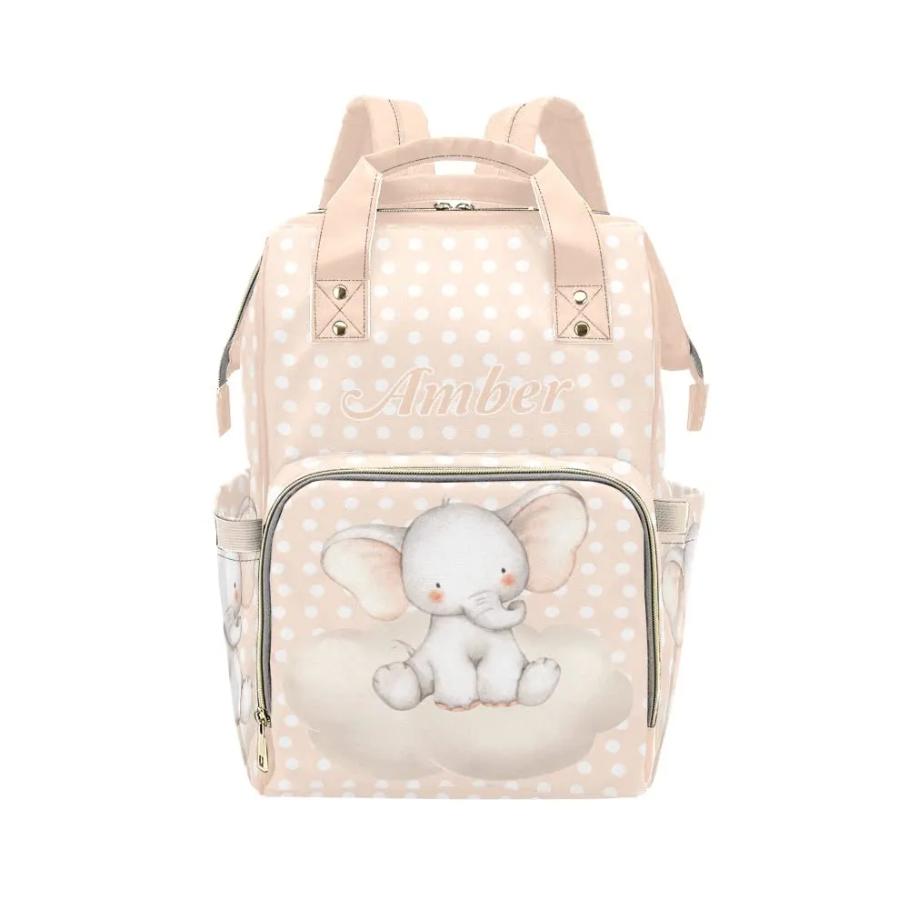 Elephant Wave Point Diaper Bags Backpack with Name Personalized Baby Nursing Nappy Travel Tote Bag Gifts for Mom
