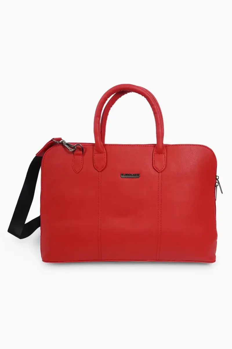 Elite Solid Red Sleek Laptop Messenger Bag for Women( Red )