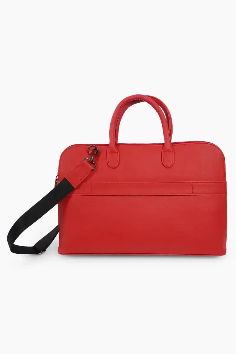 Elite Solid Red Sleek Laptop Messenger Bag for Women( Red )