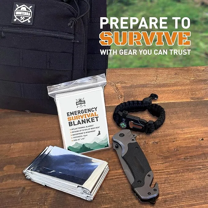 Emergency Blankets for Survival, 25 Pack, Mylar Foil Blankets, Thermal Space Blanket, Car Supplies, Camping Accessories, Hiking, Outdoor Gear and Equipment, Bug Out Bag.