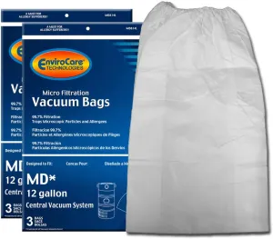 EnviroCare Replacement Micro Filtration Vacuum Cleaner Dust Bags for Modern Day 12 Gallon Central Vacuums 6 Pack