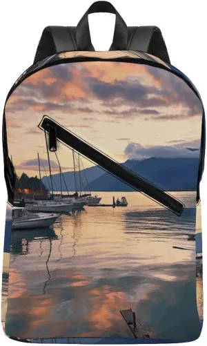 Evening in Vancouver Travel Backpack for Women Men 2 Compartment Laptop Backpacks Laptop Bag Casual Daypack
