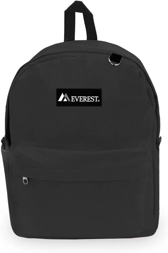 Everest Classic Laptop Backpack W/Side Pocket, Black, One Size