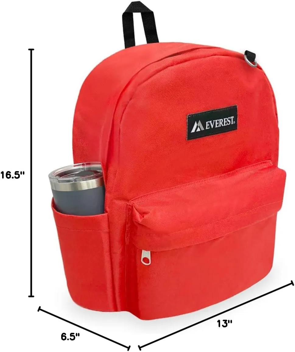 Everest Classic Laptop Backpack W/Side Pocket, Black, One Size