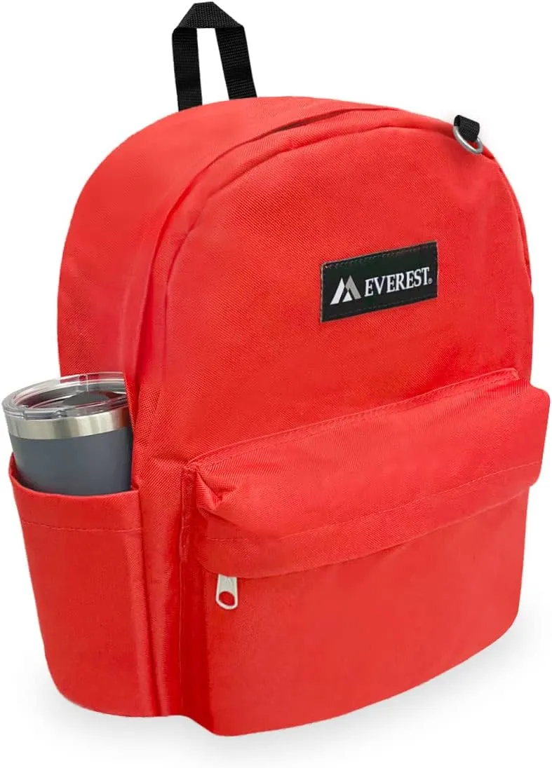 Everest Classic Laptop Backpack W/Side Pocket, Black, One Size