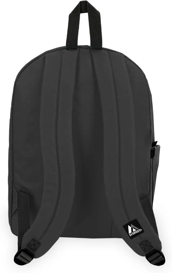 Everest Classic Laptop Backpack W/Side Pocket, Black, One Size