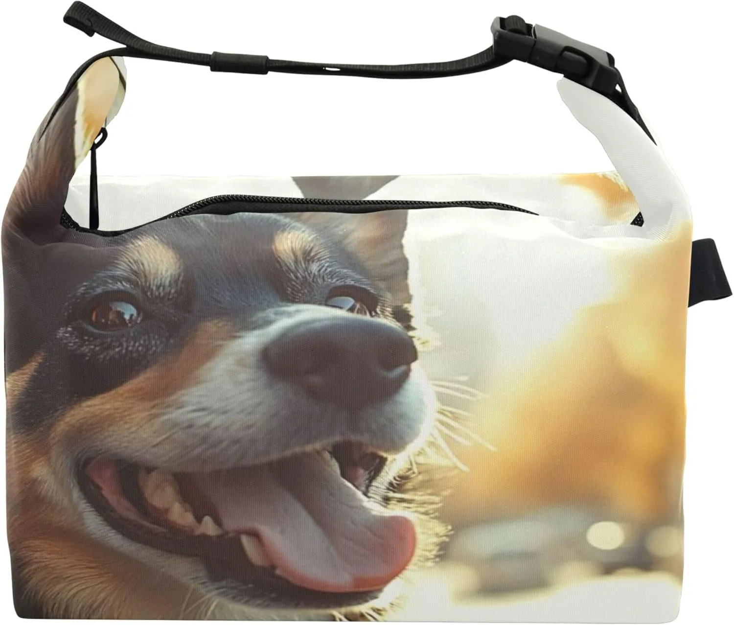 Excited Dog Car Window Breeze Lunch Bags Women Insulated for Work Reusable Work Lunch Bag with Adjustable Shoulder Strap