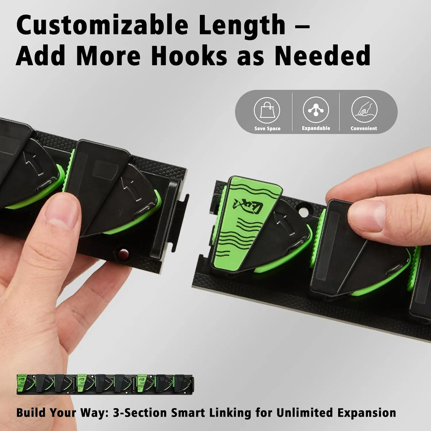 Expandable Fishing Rod Holder,Wall-Mounted Fishing Rod & Combos Rack for Garage – UV Silicone Spring Clip, Space-Saving Storage Rack with Free Lure Holder