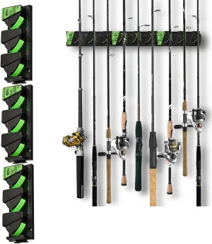Expandable Fishing Rod Holder,Wall-Mounted Fishing Rod & Combos Rack for Garage – UV Silicone Spring Clip, Space-Saving Storage Rack with Free Lure Holder