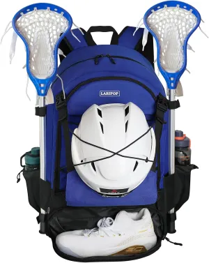 Extra Large Lacrosse Backpack Bag - Turf Lacrosse Equipment Bag with Two Stick Holders and Compartment
