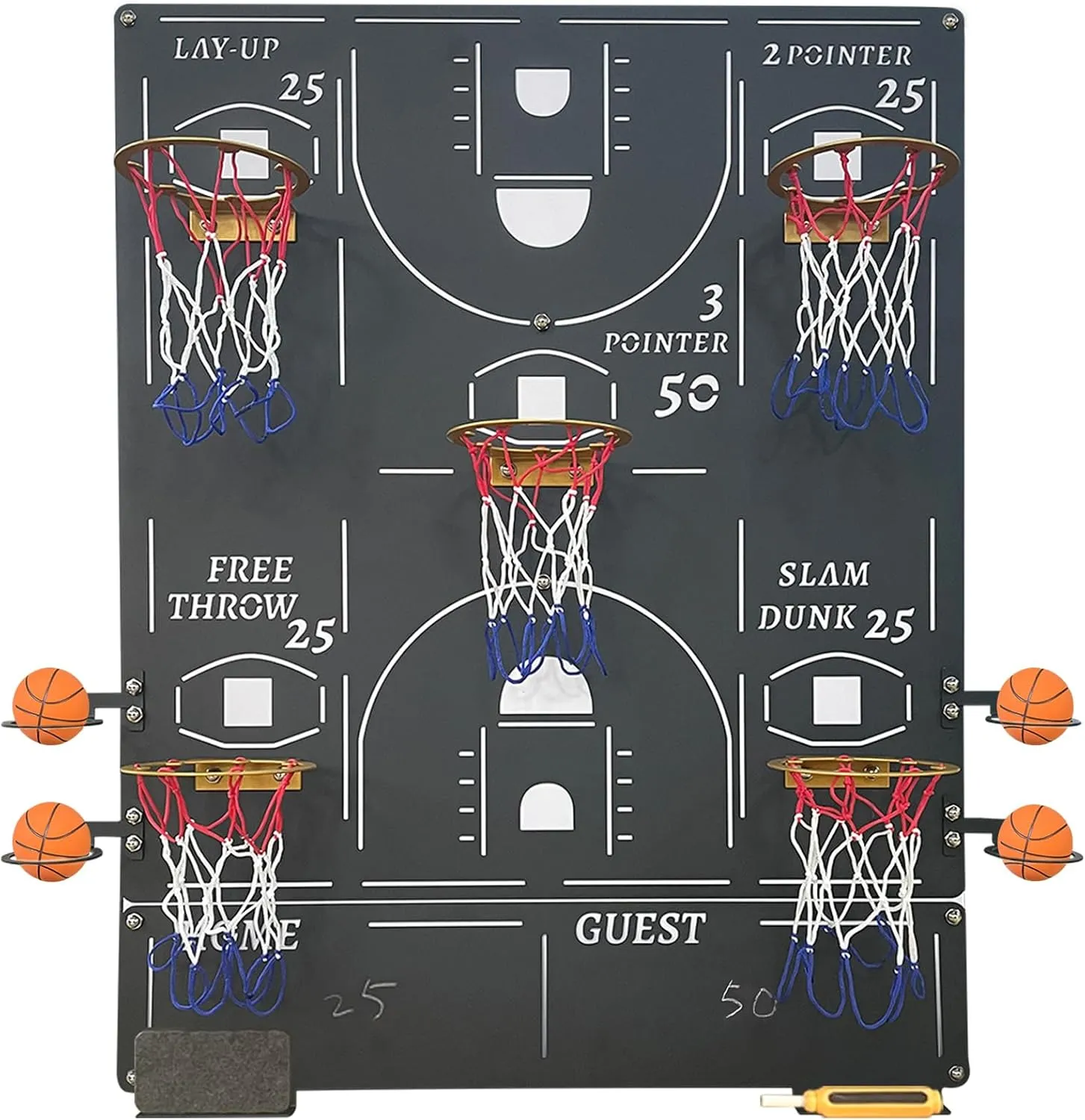 Extra Large Wall-Mounted Iron Basketball Hoop Decor 28.6x22.4in Metal Board Game Indoor Sports Game Gameroom Decor Unique Wall Art Housewarming Gift Family Night Wall Games Play on Wall