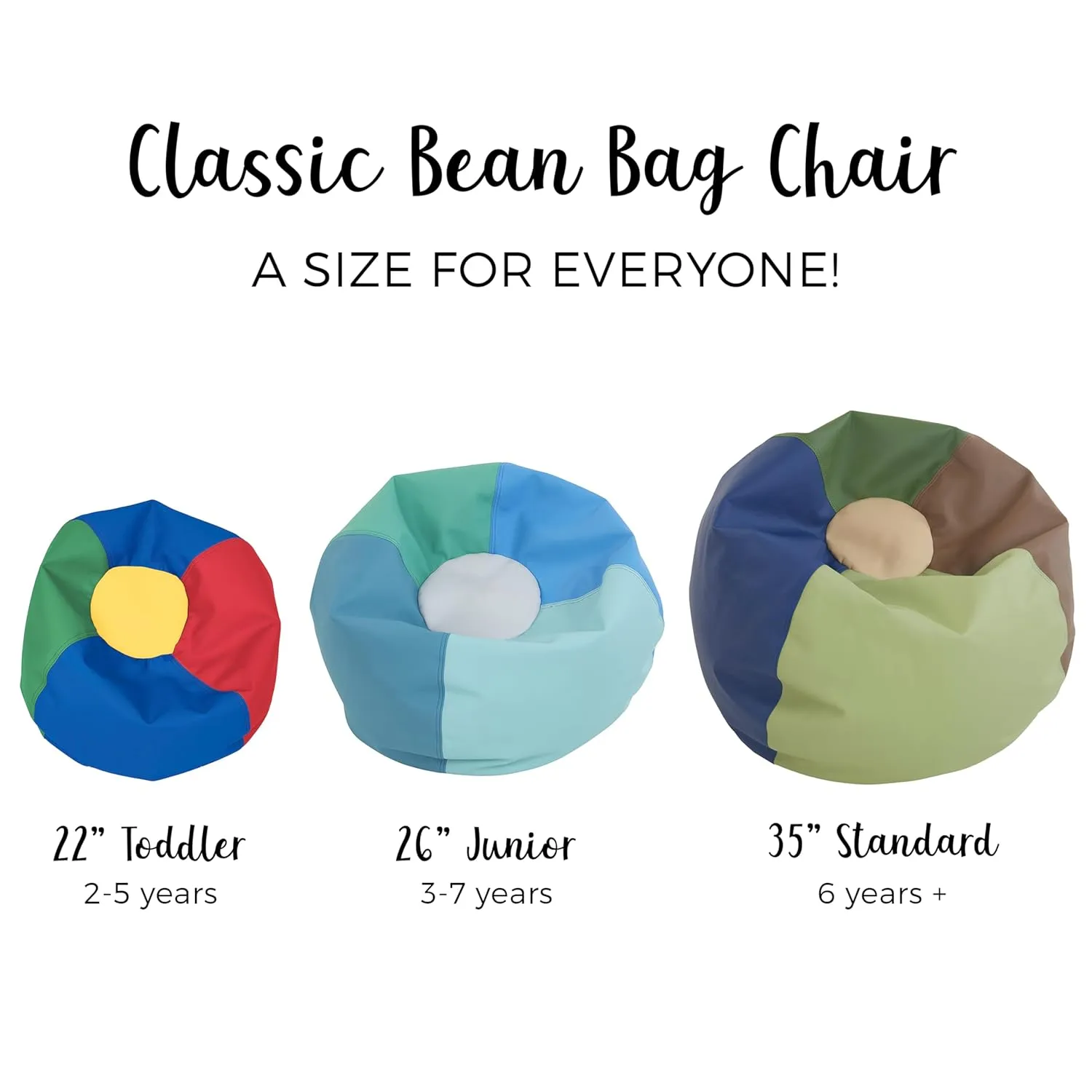 Factory Direct Partners 10477-GN SoftScape Classic 35" Junior Bean Bag Chair, Furniture for Kids, Libraries or Home - Green