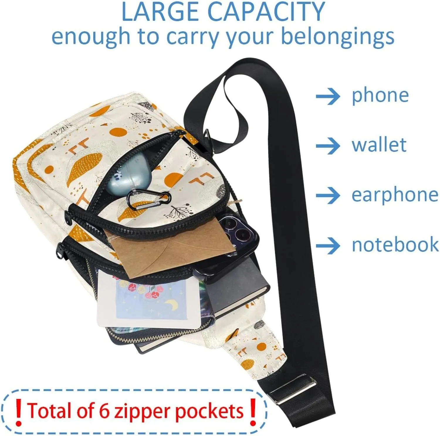 Fanny Pack Cross Body Bag for Outdoors Hiking Traveling, Goose (3)