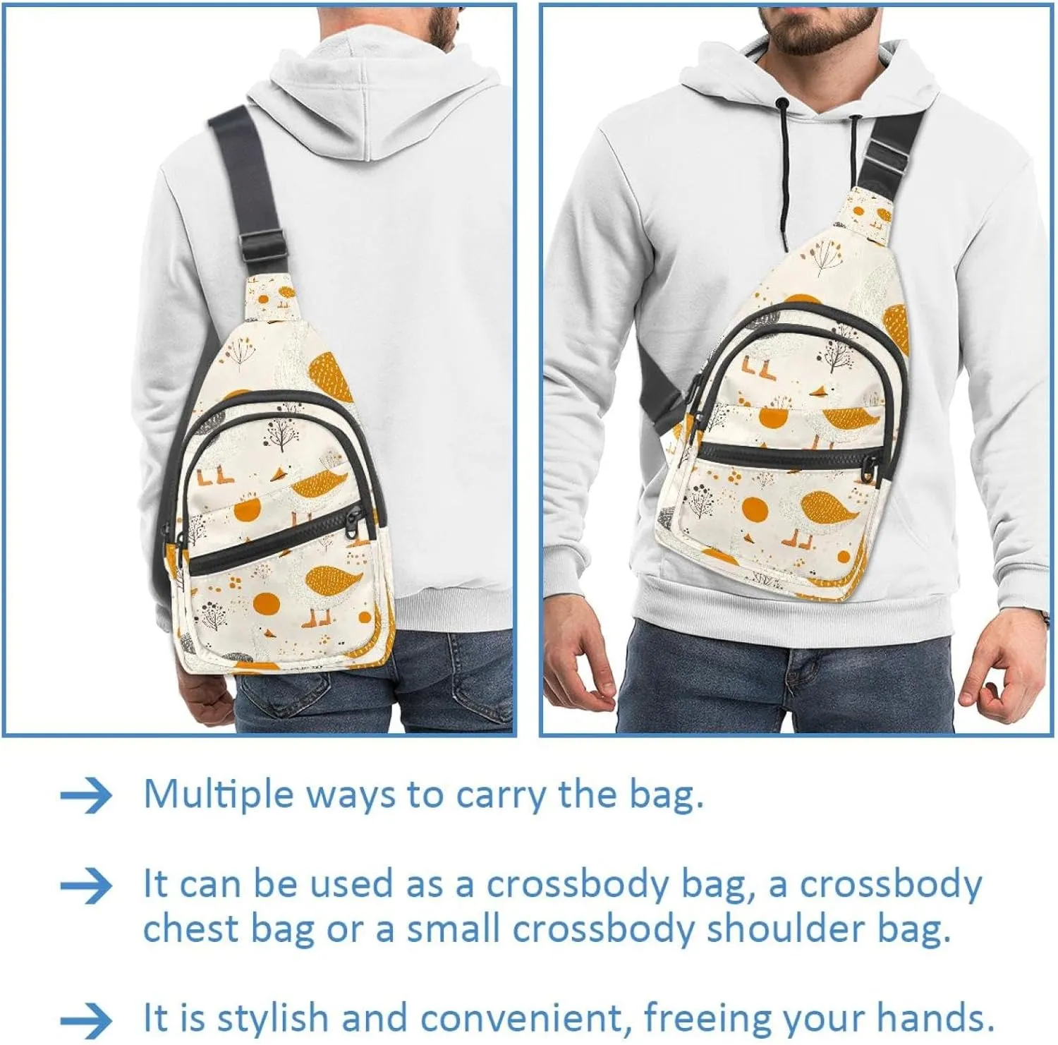 Fanny Pack Cross Body Bag for Outdoors Hiking Traveling, Goose (3)
