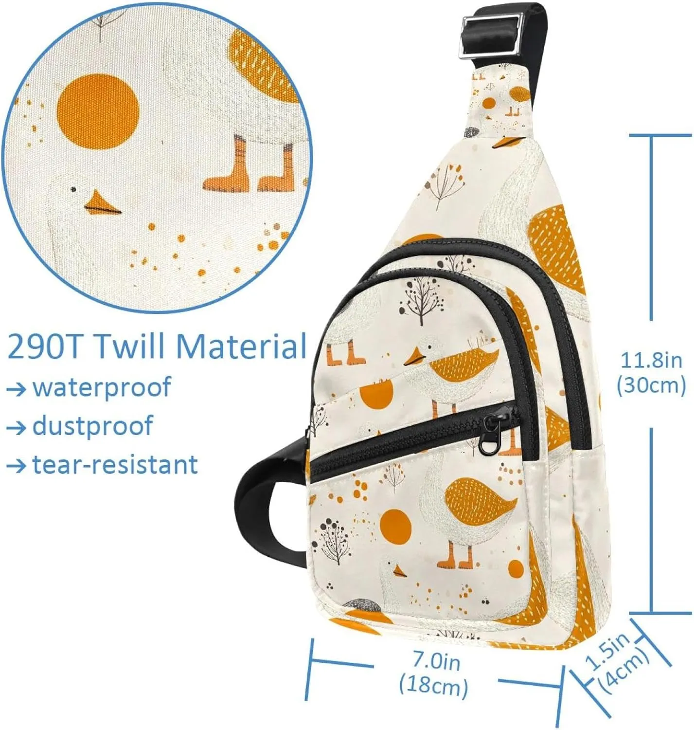 Fanny Pack Cross Body Bag for Outdoors Hiking Traveling, Goose (3)
