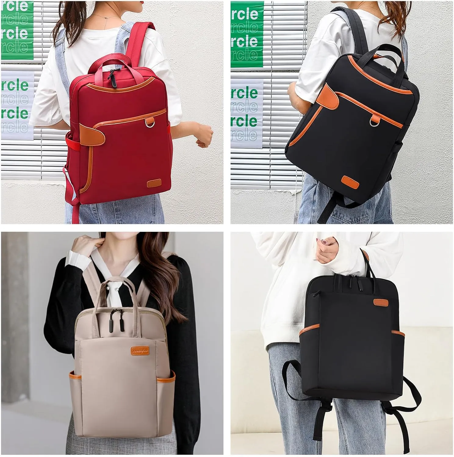 Fashionable Travel Backpack, Multifunctional Office Work Bags, Cute Large Capacity Multi Pocket Back Pack (274Off-White)