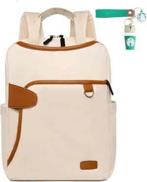 Fashionable Travel Backpack, Multifunctional Office Work Bags, Cute Large Capacity Multi Pocket Back Pack (274Off-White)