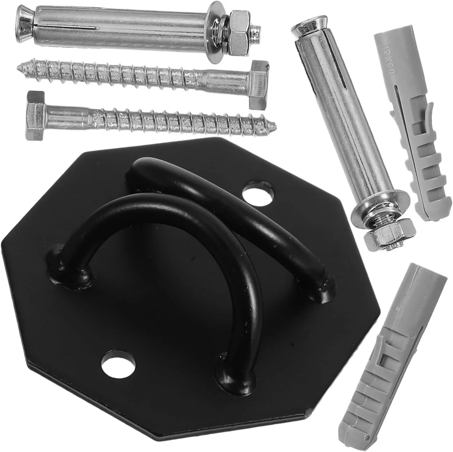 FAVOMOTO 1 Set Multi Functional Ceiling Mount Hardware Kit Black Hexagonal Hangers for Hammocks Punching Bags and Supports Secure Sturdy Installation Setting
