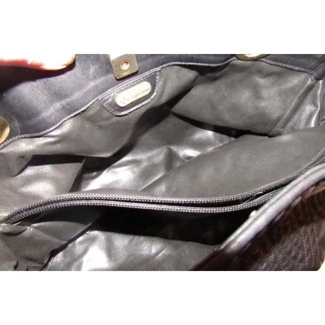 Fendi Pasta Tote Style Purses Supple Black Quilted Leather With Curvy Pasta Or Noodle Like Design An