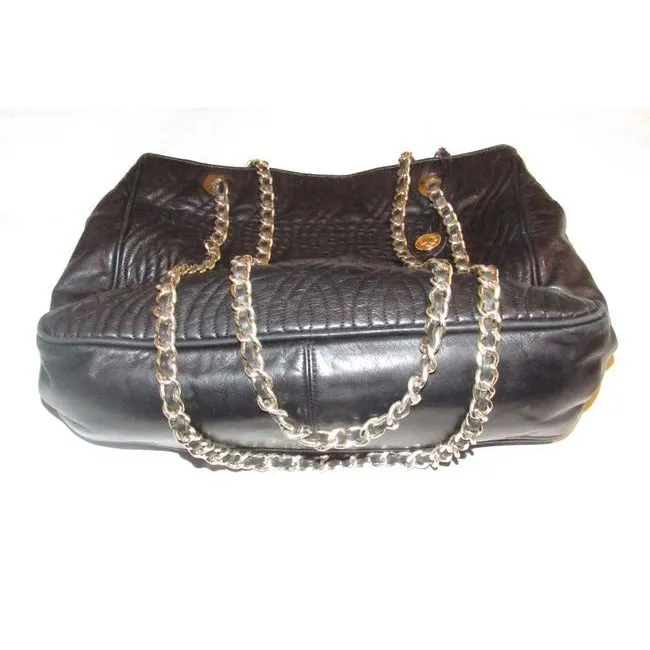 Fendi Pasta Tote Style Purses Supple Black Quilted Leather With Curvy Pasta Or Noodle Like Design An