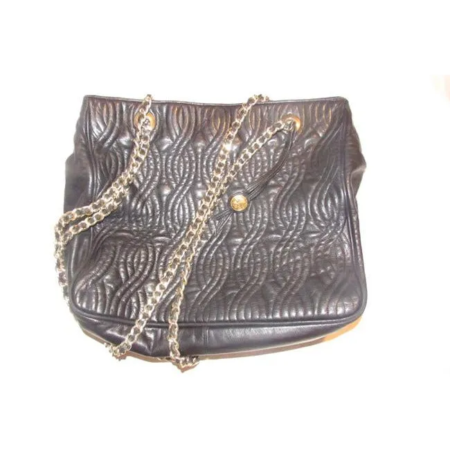 Fendi Pasta Tote Style Purses Supple Black Quilted Leather With Curvy Pasta Or Noodle Like Design An
