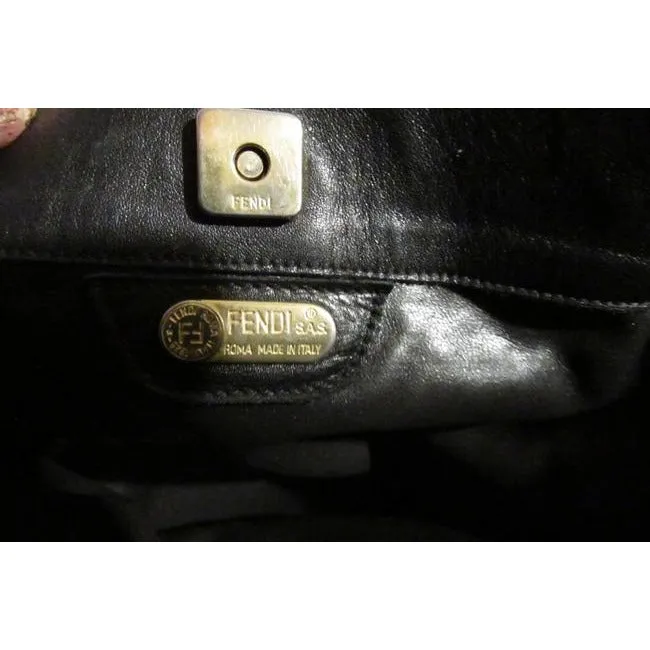 Fendi Pasta Tote Style Purses Supple Black Quilted Leather With Curvy Pasta Or Noodle Like Design An