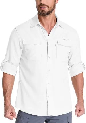 Fishing Shirts for Men, Sun Protection Long Sleeve Hiking Outdoor UV Shirt Quick Dry UPF 50  for Travel Safari Camping