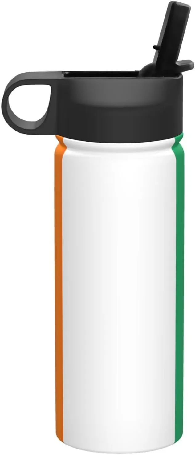 Flag of Cote d'Ivoire Print Flask Stainless Steel Water Bottle with Straw 18OZ FOR Outdoor Gym Commute