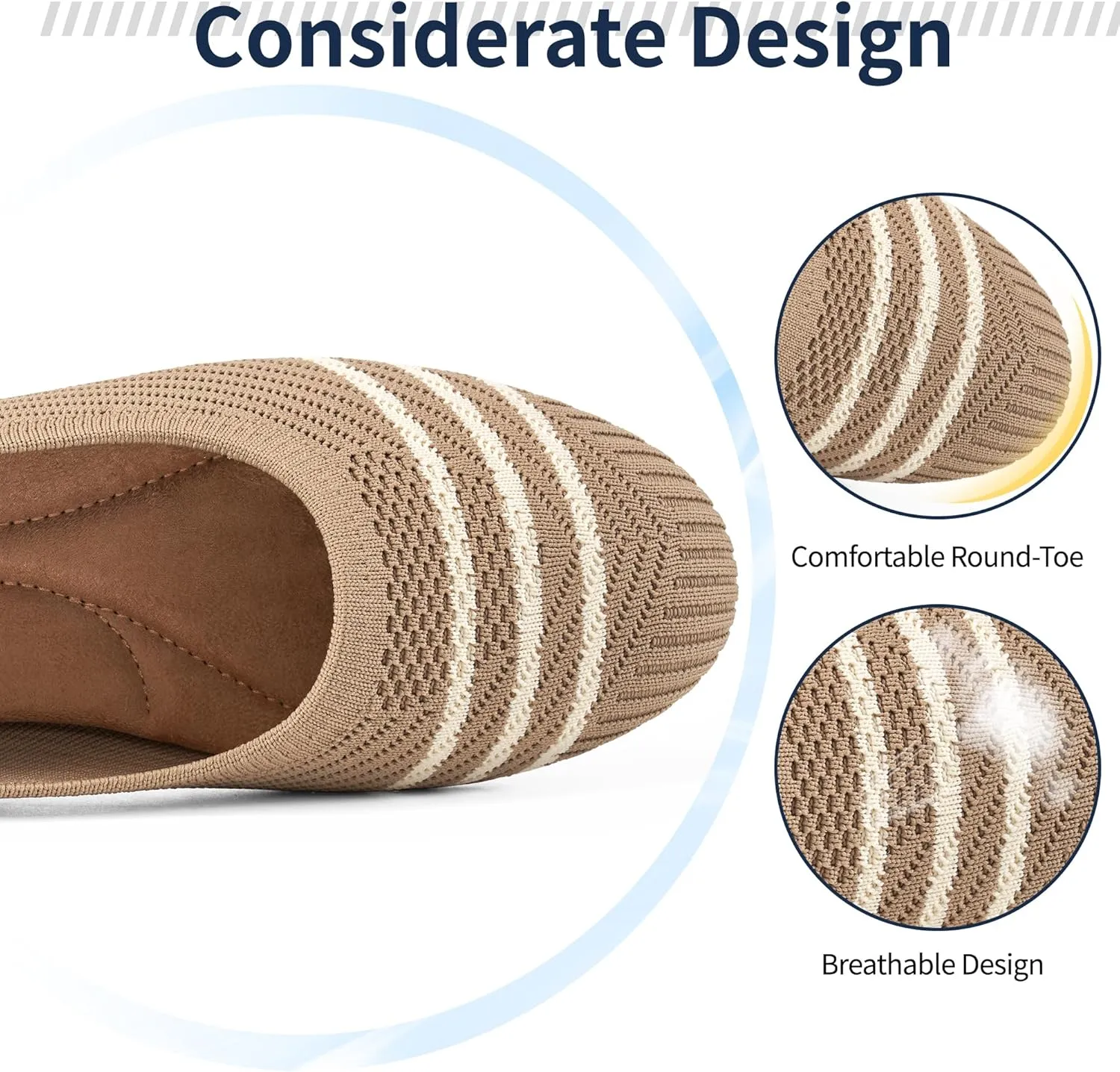 Flats for Women Ballets Shoes: Comfortable Knitted Dressy Work Flats - Ladies Wedding Flat Casual Shoes