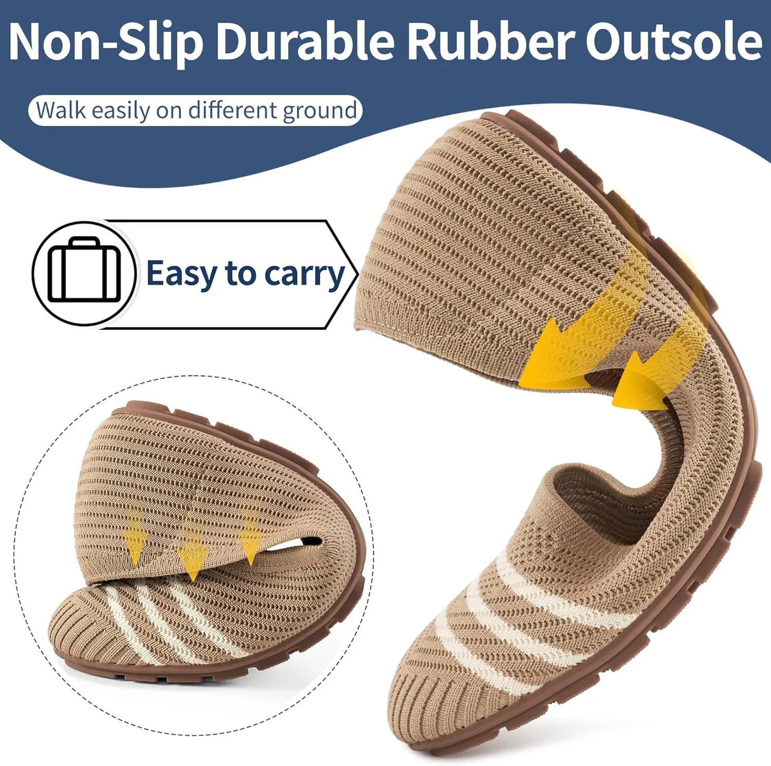 Flats for Women Ballets Shoes: Comfortable Knitted Dressy Work Flats - Ladies Wedding Flat Casual Shoes