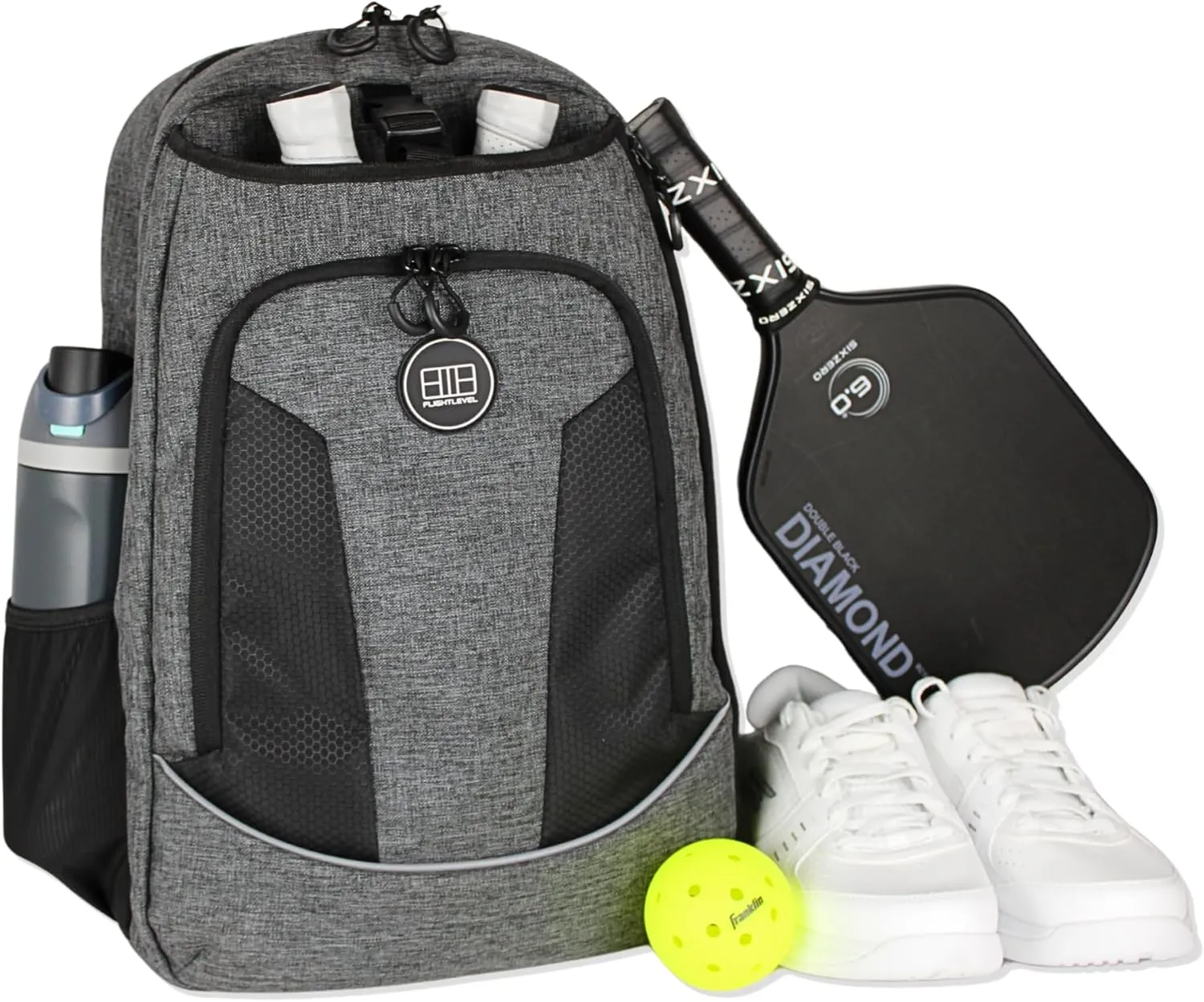 Flight Level Pickleball Backpack - Pickleball Bag for Men and Women - Fits 4 Paddles - Shoe Compartment, Fence Hook, Storage Pockets for Water Bottles, Pickleballs, Clothing, Racquet/Paddle Storage