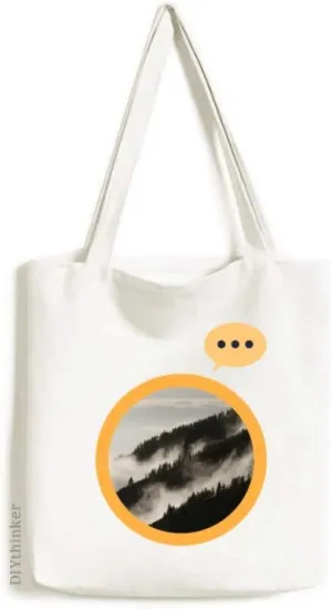 Fog Forest Mist Sky Clouds Mountain Expression Gift Sack Canvas Tote Shoulder Bag
