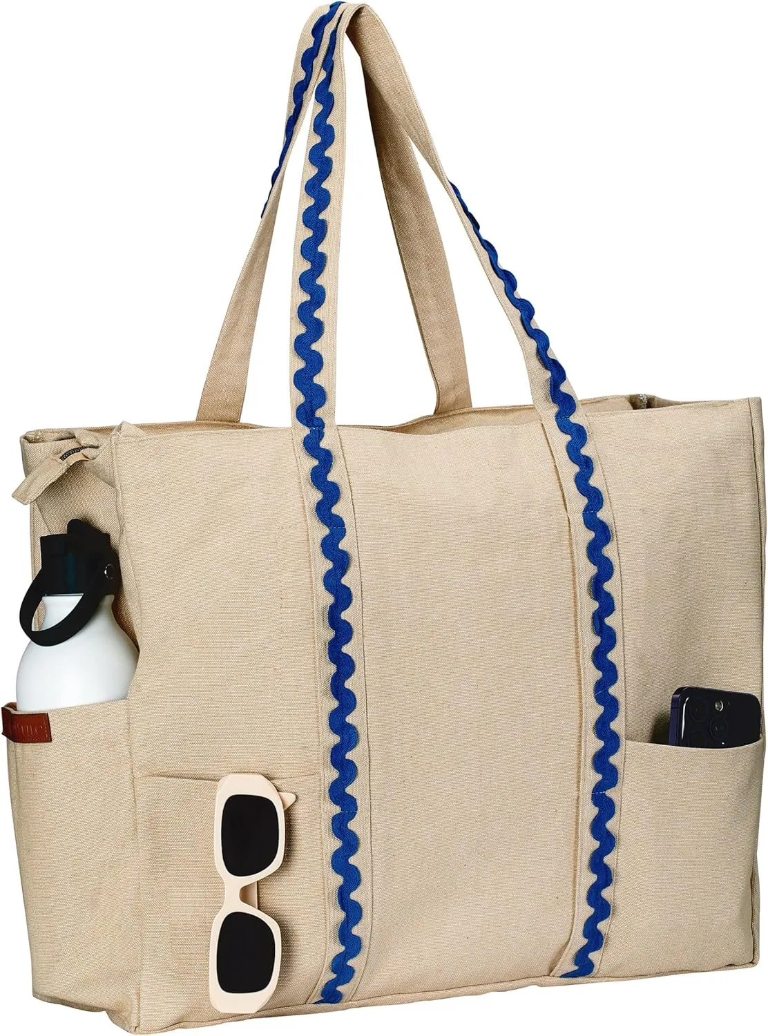 Folkulture Beach Bag | 17x14 | Waterproof, Sandproof Large Tote Bags for Women, Swimming Pool, Travel, Vacation, Beach Essentials, Accessories, Gifts | Bolsos Para Mujeres, Simple Modern Pool Bag