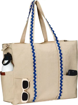 Folkulture Beach Bag | 17x14 | Waterproof, Sandproof Large Tote Bags for Women, Swimming Pool, Travel, Vacation, Beach Essentials, Accessories, Gifts | Bolsos Para Mujeres, Simple Modern Pool Bag