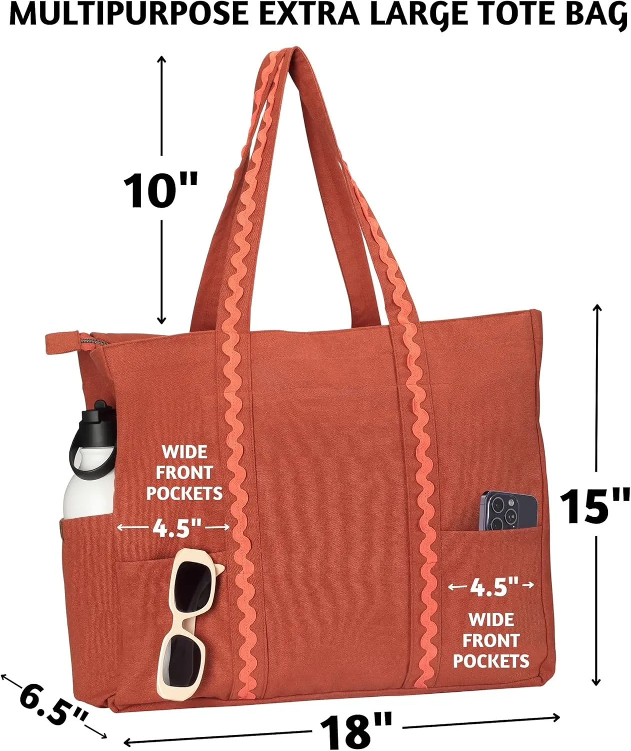 Folkulture Beach Bag | 17x15 | Waterproof, Sandproof Large Tote Bags for Women, Swimming Pool, Travel, Vacation, Beach Essentials, Accessories, Gifts | Bolsos Para Mujeres, Simple Modern Pool Bag
