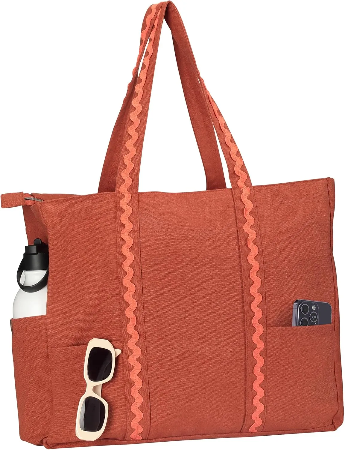 Folkulture Beach Bag | 17x15 | Waterproof, Sandproof Large Tote Bags for Women, Swimming Pool, Travel, Vacation, Beach Essentials, Accessories, Gifts | Bolsos Para Mujeres, Simple Modern Pool Bag
