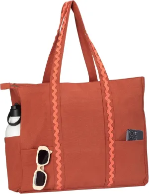 Folkulture Beach Bag | 17x15 | Waterproof, Sandproof Large Tote Bags for Women, Swimming Pool, Travel, Vacation, Beach Essentials, Accessories, Gifts | Bolsos Para Mujeres, Simple Modern Pool Bag