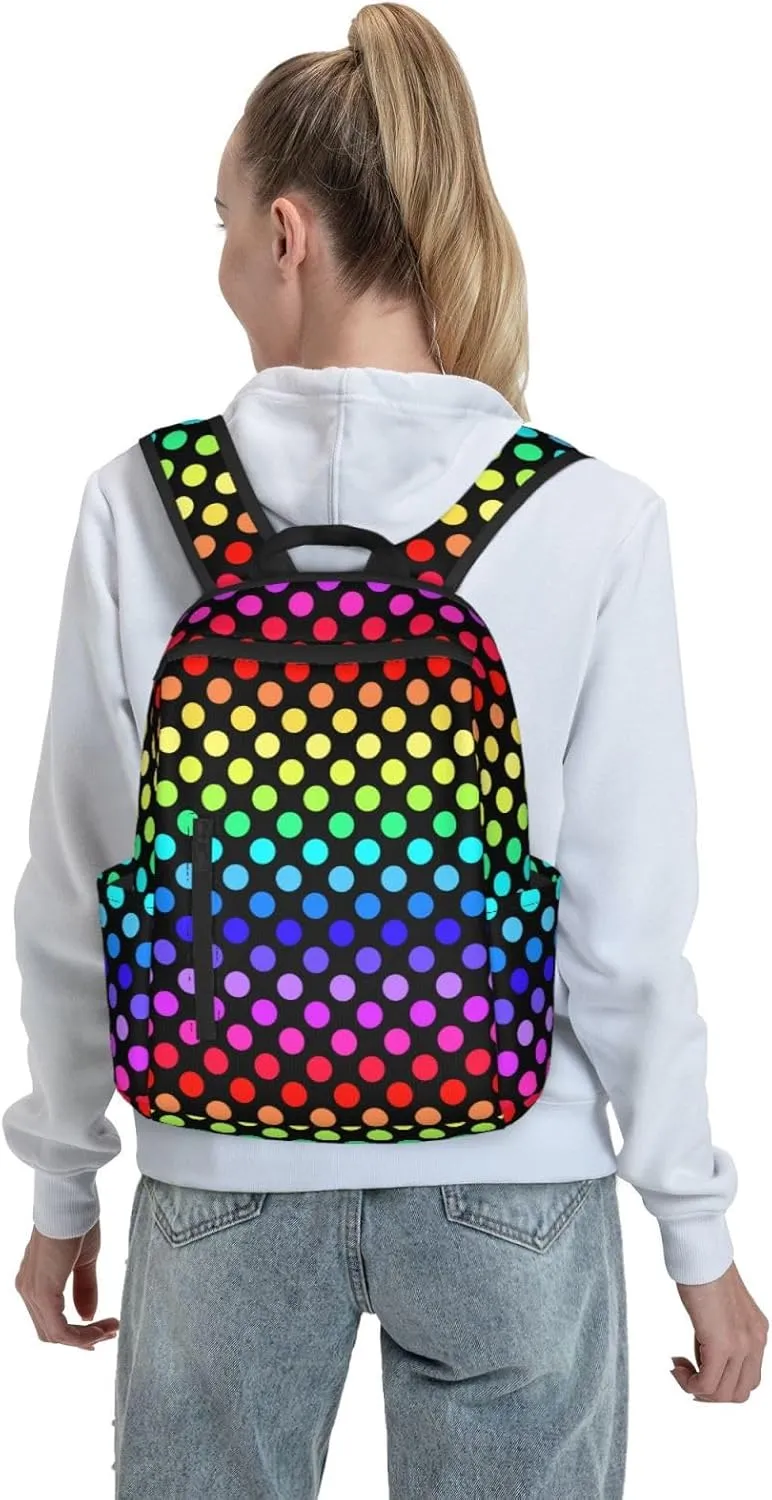 For Colorful Rainbow Polka Dots backpack book bags for college lightweight laptop backpacks for Men Women