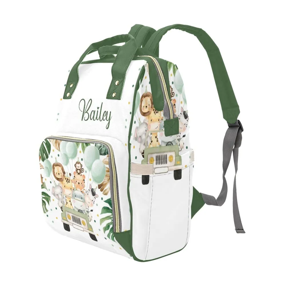 Forest Animal Leaf Diaper Bags Backpack with Name Personalized Nursing Nappy Bag Travel Tote Bag Gifts
