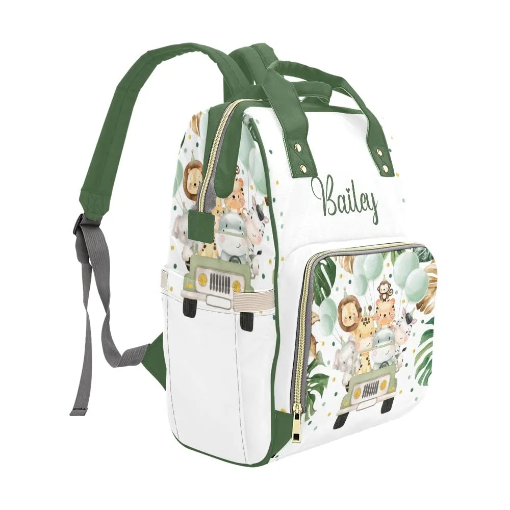 Forest Animal Leaf Diaper Bags Backpack with Name Personalized Nursing Nappy Bag Travel Tote Bag Gifts