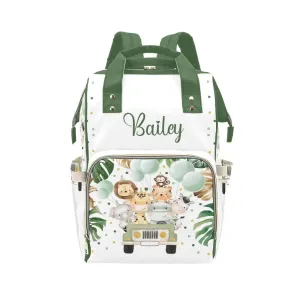 Forest Animal Leaf Diaper Bags Backpack with Name Personalized Nursing Nappy Bag Travel Tote Bag Gifts