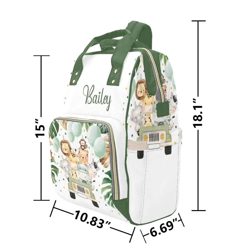 Forest Animal Leaf Diaper Bags Backpack with Name Personalized Nursing Nappy Bag Travel Tote Bag Gifts