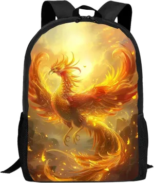 FREE LION Phoenix Backpack Beautiful Gold Phoenix for Boys and Girls, Mythical Animal Backpack, 17 Inch Large Elementary Middle High School Backpacks for School & Travel