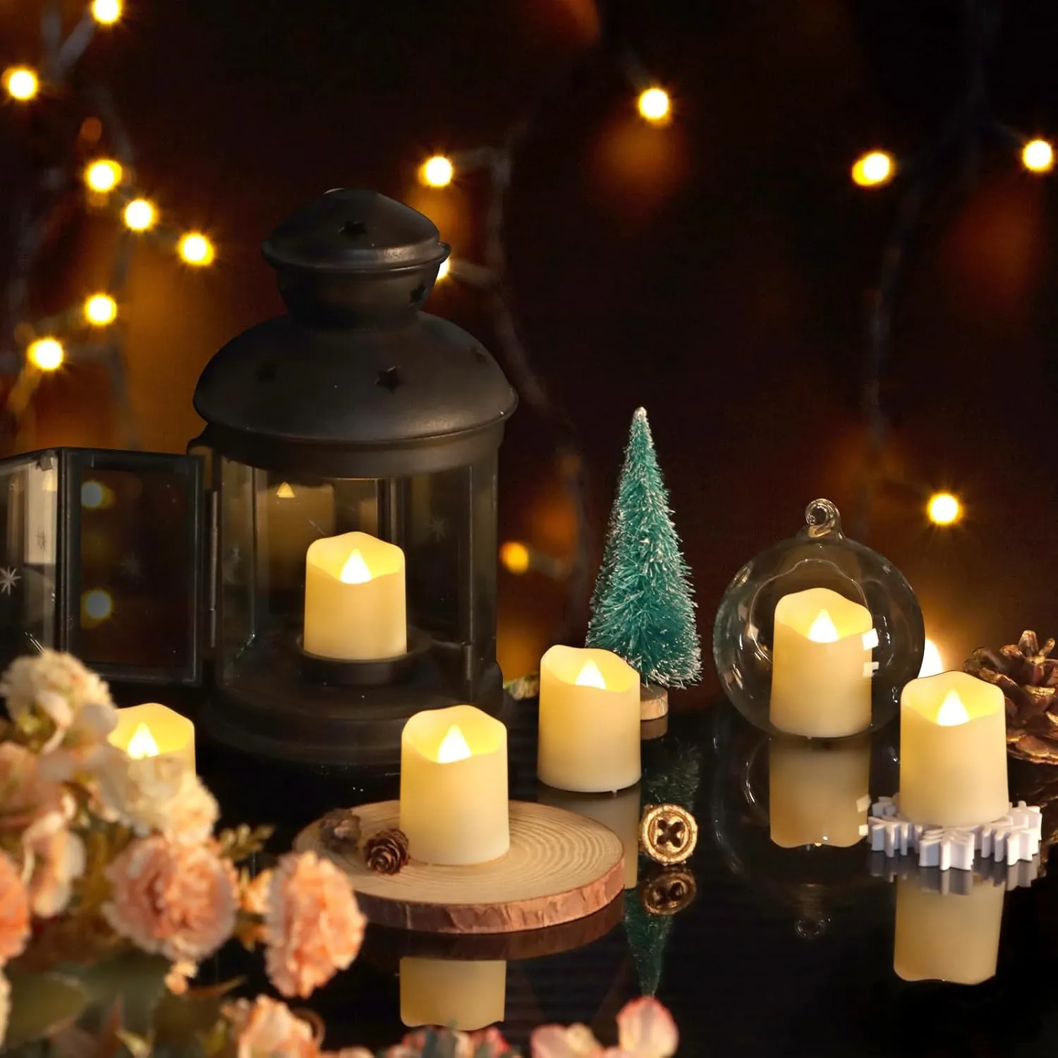 FREEPOWER Rechargeable Flameless Flickering Tea Light Candles Remote Control High Brightness Votive Candles with Cycling Timer, for Home and Holiday Decor, Pack of 6.